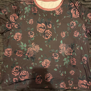 Women's SHEIN Short Sleeve Tee 2X Gray Pink Floral super soft
